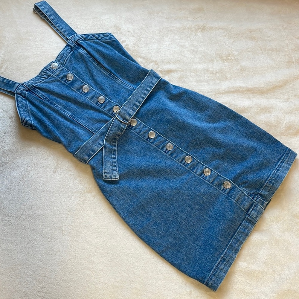 Garage Denim Overall Mini Dress XS